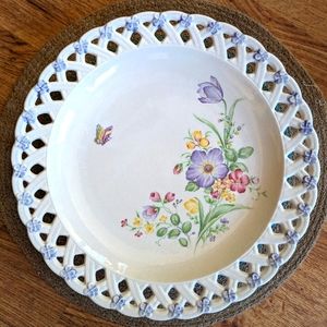 Floral serving platter with cutouts